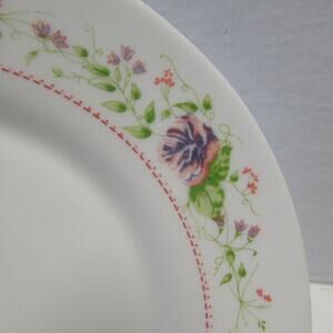 Victorian Charm Salad Plate Arcopal France Peach Purple Floral on White Set of 5